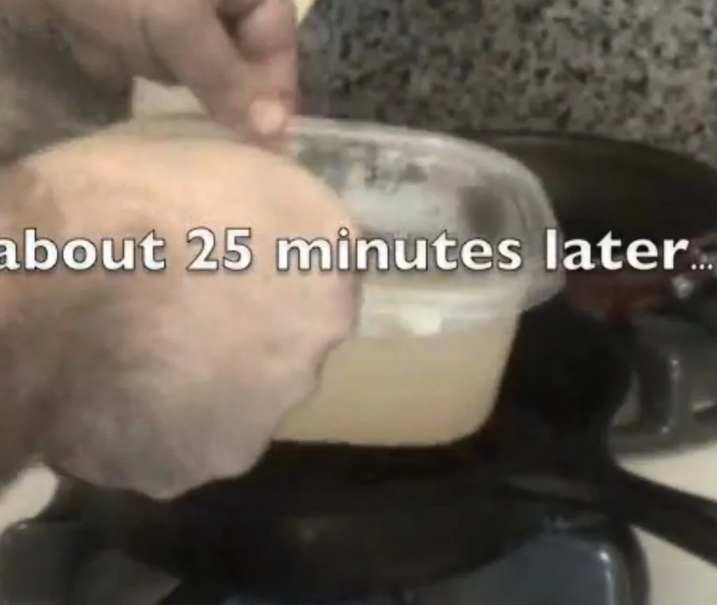 The dissolved glue, now a light tan liquid after about 25 minutes