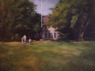A landscape oil painting built strictly dark to light